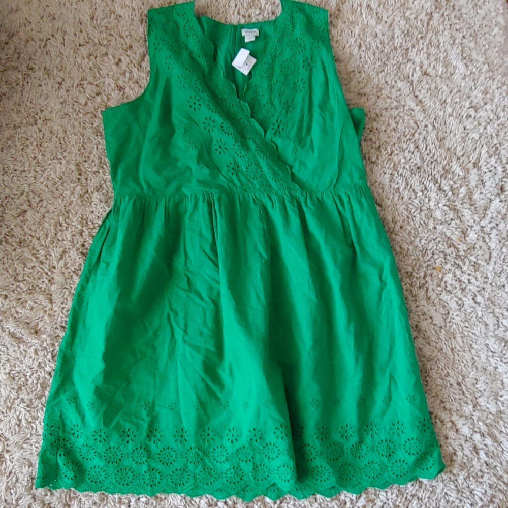 J Crew Kelly Green Eyelet Dress sz 20
